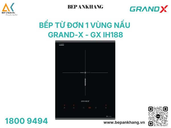 Bếp từ đơn Grand-X GX IH188 - Mặt kính Euro Platinum